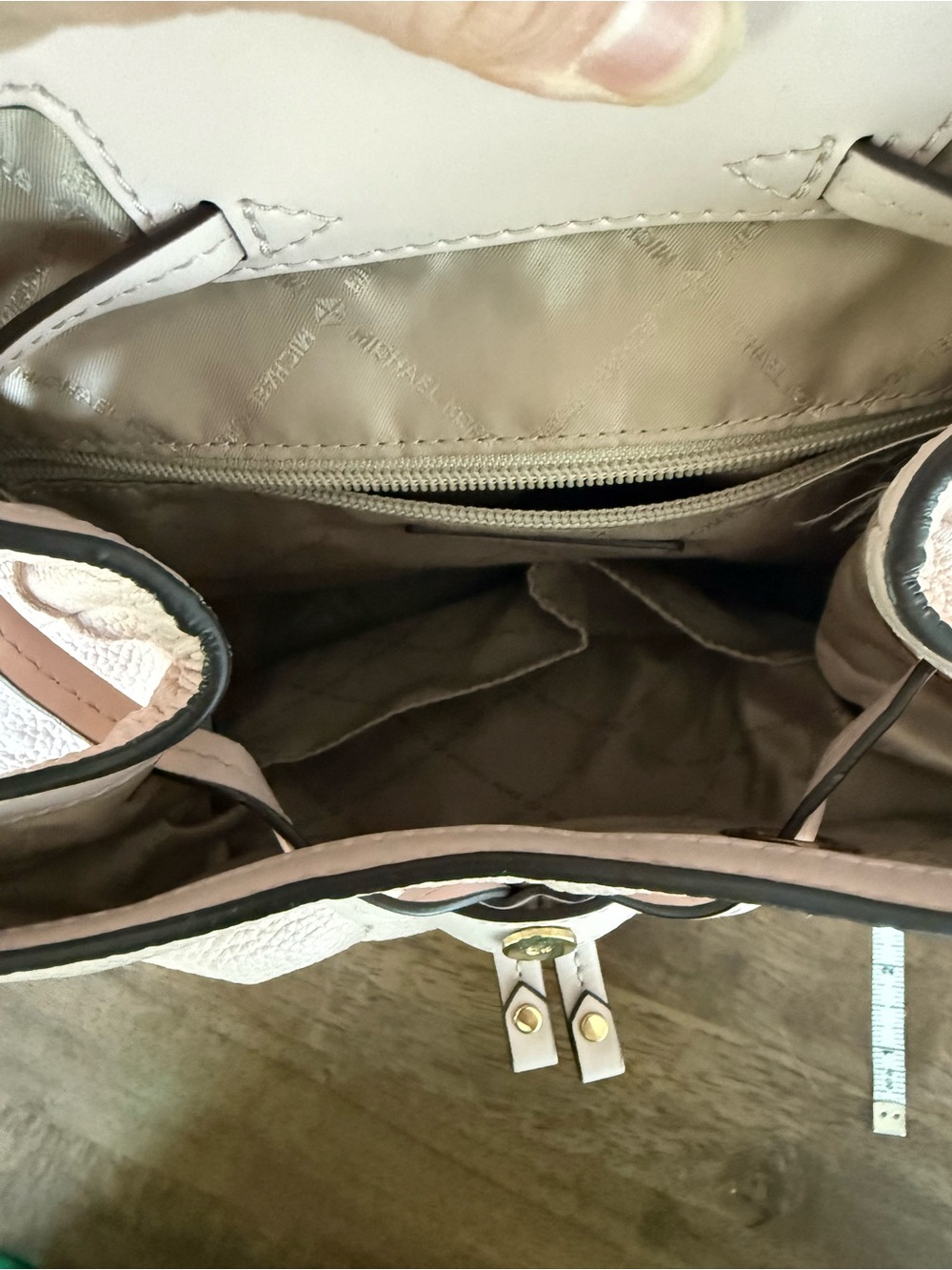 Michael Kors Pale Pink Leather Backpack with Gold Chain Detail - Picture 14 of 14
